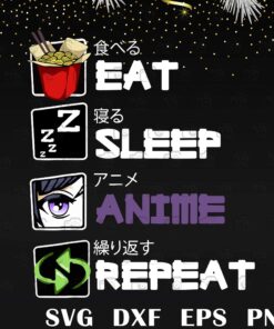 Eat, Sleep, Anime Lovers , Repeat, Anime Routine Svg Eps Png Dxf