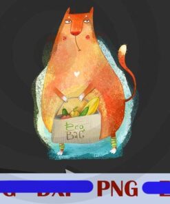 Eco Cat eco bag funny cat , cat lover, cute animal Design Bundles Customizable PNG
