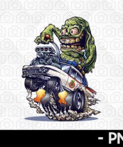 Ecto Dragster and car Scary Halloween Art Customizable PNG