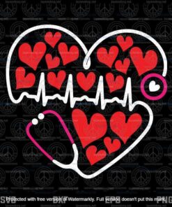 EKG Tech Sinus Rhythm Svg, ECG Electrocardiogram Nurse Svg, Happy Valentine Svg, Customizable Layered Svg, Svg Eps Png Dxf