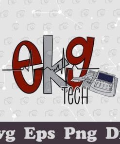 EKG Tech, Tech Life, Medical Field, Nursing, Nurse Life, Health Medicine, Hand Drawn, Layered SVG, DXF, PNG, EPS
