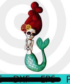 El Dia de Los Muertos Mermaid, Cute, Funny, Trending, Halloween, 2021 halloween, 2021 halloween gift, halloween theme, for man, woman, Customizable PNG