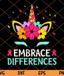 Embrace Differences, Unicorn Autism Awareness, Autism Awareness,Unicorn Trending Customizable Layered Svg, Svg Eps Png Dxf