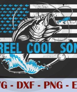 Fathers Day Reel cool son Fishing, Love Dad, Daddy, Father's Day, Customizable Layered Svg, Svg Eps Png Dxf