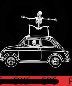 Fiat Surfing Funny skeleton car , Halloween 2021 art, Happy 2021 Halloween, Halloween Theme, Scary Halloween Gift, Customizable PNG