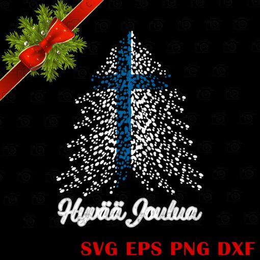 Finland Christmas, Hyvaa Joulua, Finland Flag Tree Christmas, Finland, Merry Christmas, Christmas Tree Layered SVG, DXF, PNG, EPS