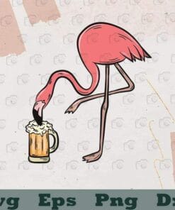 Flamingo Drinking Beer, Funny Pink Flamingo, Flamingo Fans, Gift, Layered SVG, DXF, PNG, EPS