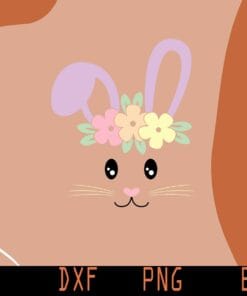 Floral Head Bunny, Cutest Bunny, Easter Bunny, Happy Easter, Easter's Day, Bunny Face, Layered SVG, DXF, PNG, EPS