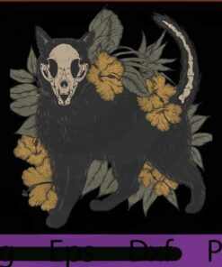 Floral Kitty Cat Skull, 2021 Halloween Art, Halloween Theme, Funny Halloween saying Customizable PNG