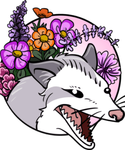 Floral Opossum, Flower Opossum, Cute Baby Opossum, Animal, Animal Lovers, SVG PNG DXF, EPS, PDF