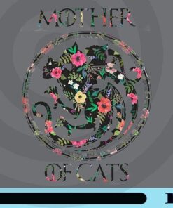 Floral Three Cat Head Dragon, Mother Of Cats, Vintage Art, Game of Thrones, Three Head Dragon, Cat Monster, Cat Lover, Customizable Png