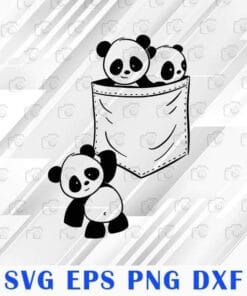 For Panda Lovers Cute Kawaii Baby Pandas In Pocket, Panda Family, cartoon, animal, for kid,SVG PNG DXF, EPS, PDF