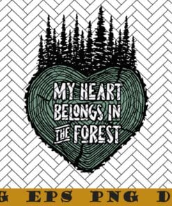 Forest Sticker, Nature Lover, Tree Hugger, Hiking Sticker, My Heart Belongs In The Forest, Pine, Layered SVG, DXF, PNG, EPS