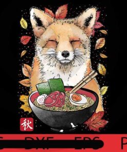Fox, Leaves and Ramen, Halloween 2021, Halloween, Halloween Theme, Scary Halloween Art, Halloween Gift, Customizable PNG