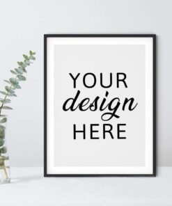 Frame Mockup with Eucalyptus Plant, for 3:4 Ratio Artwork, Frame Mock Up Vertical Orientation, PSD, PNG, and JPEG mockups