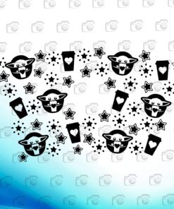 Full Wrap Starbucks Baby Yoda,Baby Yoda Svg, Baby Board, coffee, movie, Layered Svg Eps Png Dxf