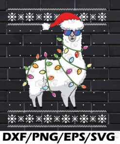 Funny Alpaca Christmas Tree Shirt, Christmas Sweater, Christmas Llama, Alpaca Christmas Tree, Llama Lover Christmas , Santa Claus Hat, Svg, Png, Eps, Dxf