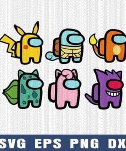 Funny Among Us Characters, Among Us Pokemon Pikachu, Among Us Anime, Layered SVG, DXF, PNG, EPS
