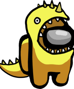 Funny Among Us Dinosaur, Yellow Among Us, Among Us Imposter, Yellow Is Impostor, Video Game, SVG PNG DXF, EPS, PDF