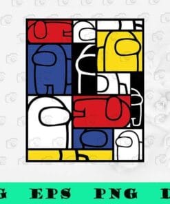 Funny Among Us Mondrian, Piet Mondrian, Among Us, OLAP, Among Us Character, Video Game, SVG PNG DXF, EPS, PDF