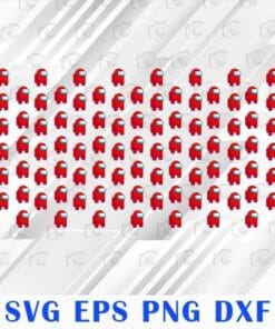 Funny Among Us Pattern, Among Us Player, Video Game, Red Among Us, Bundle Among Us, SVG PNG DXF, EPS, PDF