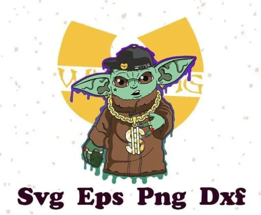 Funny Baby Yoda mashup Wu-Tang, Star Wars, The Mandalorian, Hip Hop, Rapper, Wu Tang Clan band SVG PNG DXF, EPS, PDF