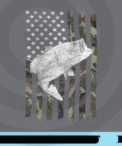 Funny Bass Fishing, Camouflage Flag, Big Mouth on back, USA Distressed Flag, Camo Flag, Love Fishing, Customizable Png