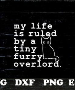 Funny Black Cat, My Life Is Ruled By A Tiny Furry Overlord, Black Cat, Cat Lovers, Love Cat Gift, Funny Saying Layered Svg Eps Png Dxf