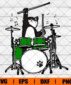 Funny Cat Playing Drummer, Music Lover , Cat Lover , Drummer Lover , Svg Eps Png Dxf