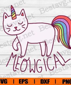 Funny Cat SVG Unicorn , Rainbow cat , Girl Gift, For Her, Colorful, Cat Lover, Cat SVG, Svg Eps Png Dxf