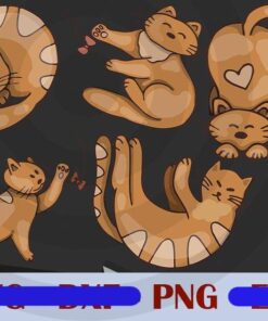 Funny Cats with tie yellow cat cute cat cat mom cat dad Design Bundles Customizable PNG