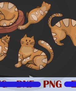 Funny Cats yellow cat cute cat cat mom cat dad Design Bundles Customizable PNG