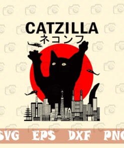 Funny Catzilla Black cat, Funny Kitten, Cat Lover, Cat, I Love Cat Layered Svg Eps Png Dxf
