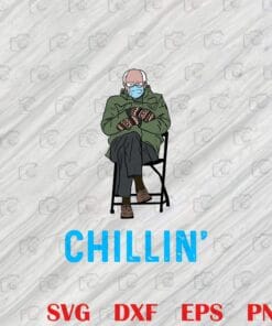 Funny Chillin' Bernie Sanders Mittens Sitting Inauguration, Funny Meme Layered Svg, Svg Eps Png Dxf