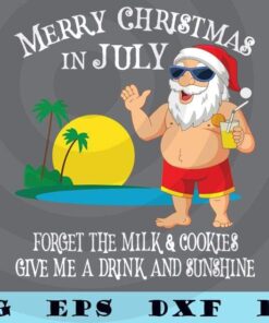 Funny Christmas In July Hot As Balls Santa Summer Party Gift Independence Day Customizable Layered Svg, Svg Eps Png Dxf T-Shirt