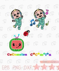 Funny Cocomelon, Cocomelon TV, Funny Kids, Dancing Kids, Watermelon, Gift for Kids, Cocomelon Logo, Kids Cartoon,Favourite Channel Layered Svg Eps Png Dxf