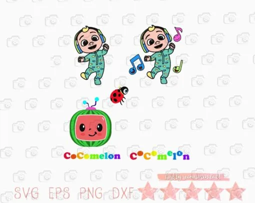 Funny Cocomelon, Cocomelon TV, Funny Kids, Dancing Kids, Watermelon, Gift for Kids, Cocomelon Logo, Kids Cartoon,Favourite Channel Layered Svg Eps Png Dxf