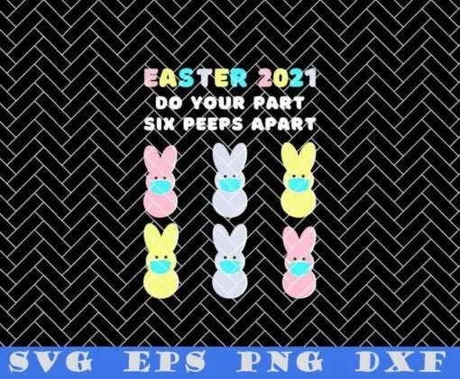 Funny Easter, Bunny Peeps, Face Mask, Easter 2021, Masked Peeps Easter Peep, Easter peeps 2021, Easter Quarantine 2021 Layered SVG, DXF, PNG, EPS