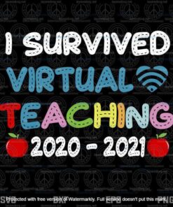 Funny I Survived Virtual Teaching End Of Year, Teacher Remote ,Teacher Life, Online Teacher Customizable Layered Svg, Svg Eps Png Dxf