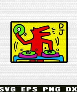 Funny Keiths Harings, DJ, DJ Lovers, Keith Haring Lovers, Artist, Colorful Art Print SVG PNG DXF, EPS, PDF