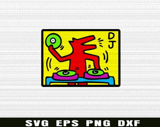 Funny Keiths Harings, DJ, DJ Lovers, Keith Haring Lovers, Artist, Colorful Art Print SVG PNG DXF, EPS, PDF