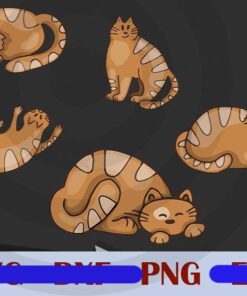 Funny lazy Cats, yellow cat, cute cat cat mom cat dad Design Bundles Customizable PNG