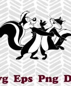 Funny Looney Tunes Pepe Le Pew, Penelope Portrait, Pepe Le Pew Skunk, Romance Animal Cartoon Movie, Penelope Pussycat Layered Svg, Svg Eps Png Dxf
