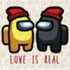 Funny Love Is Real Among Us,Video Game , Among Us Couple, Red Hat, Among Us Lovers Layered Svg, Svg Eps Png Dxf