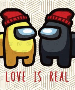Funny Love Is Real Among Us,Video Game , Among Us Couple, Red Hat, Among Us Lovers Layered Svg, Svg Eps Png Dxf