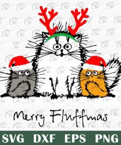 Funny Merry Fluffmas ,Cat Christmas, Cat lover Svg Eps Png Dxf