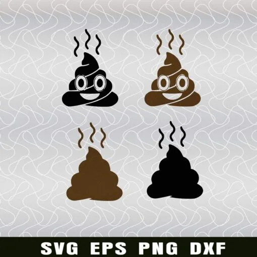 Funny Poop, Smiling Poop, Pile of Poo emoji, Poo emoji, Black Poop, Brown Poop, funny, Layered Svg Eps Png Dxf
