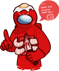 Funny Red Among Us, Red Impostor, Don't Tell Anyone About This, Egg On Head, Video Game, SVG PNG DXF, EPS, PDF