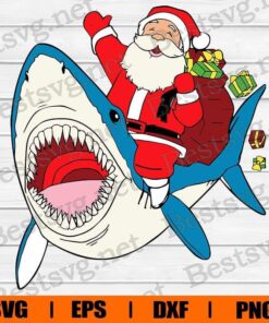 Funny Satan Claus Riding Shark, Christmas Cute Gift, Gift Christmas , Shark Lover, Satan Claus Lover, Merry Christmas , Christmas Gift , Svg Eps Png Dxf