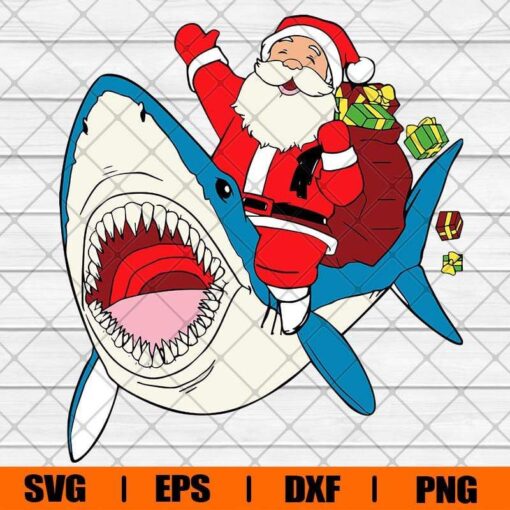 Funny Satan Claus Riding Shark , Christmas Cute , Shark Lover , Santa Lover , Svg Eps Png Dxf